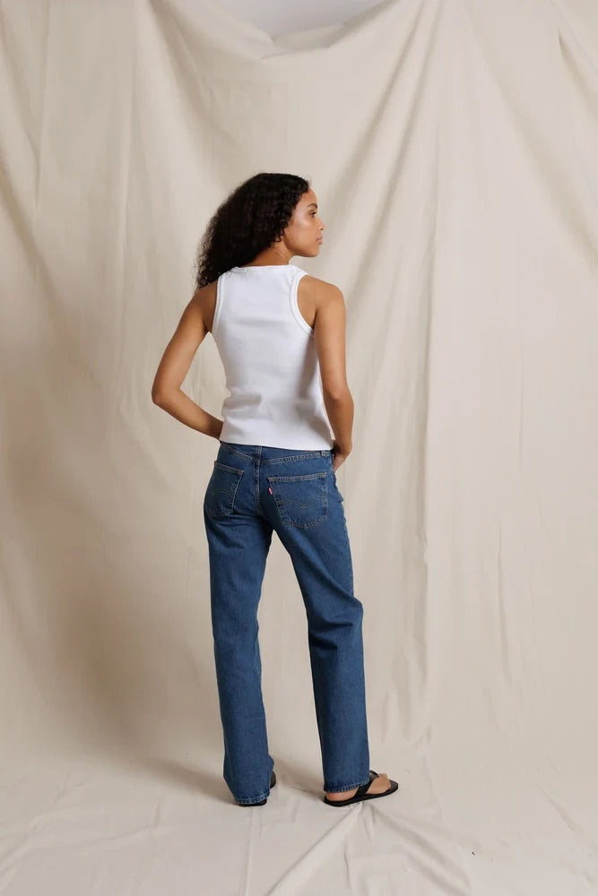 Daphne Heavy Rib High Neck Tank Tops Perfect White Tee