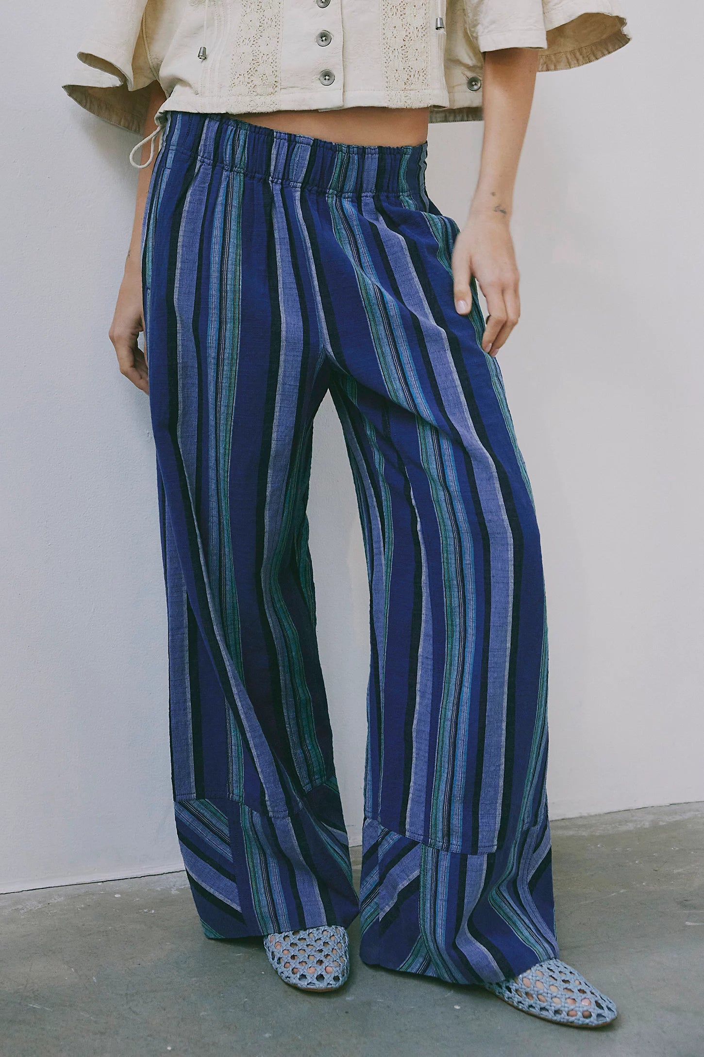Days End Solar Linen Stripe - Navy Combo