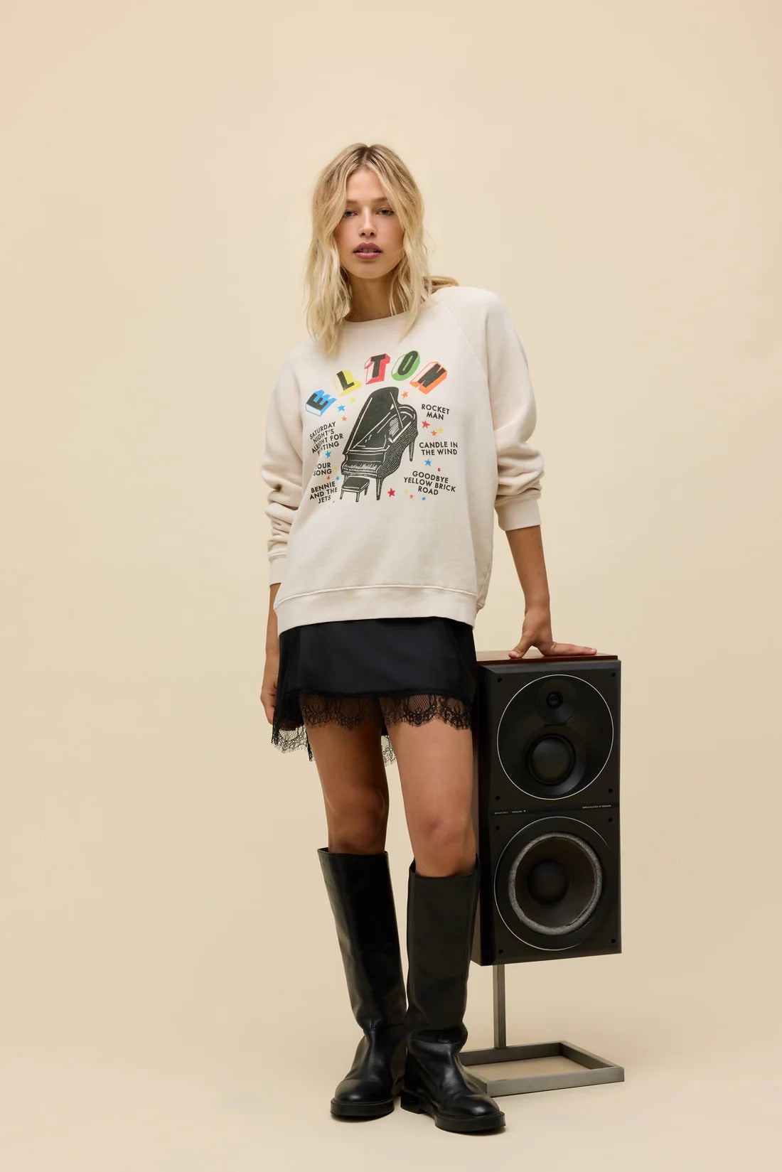 Elton John Rainbow Piano Vintage Raglan Sweatshirt Sweaters Daydreamer