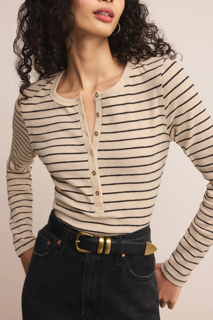 Eve Stripe Henley Tops Z Supply