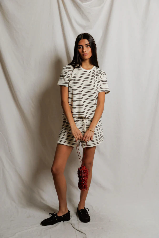 Eve Loop Terry Stripe Short Sleeve Shirt