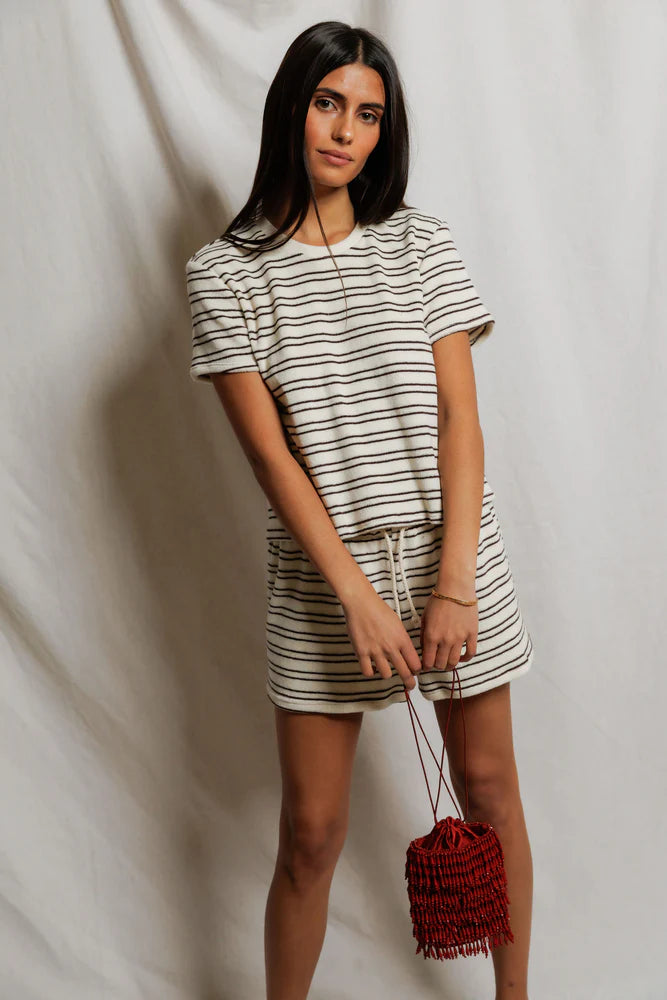 Eve Loop Terry Stripe Short Sleeve Shirt