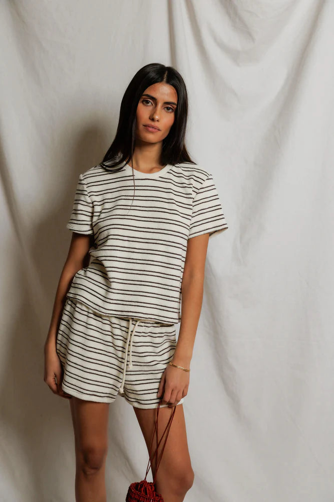 Eve Loop Terry Stripe Short Sleeve Shirt