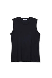 Faye Cotton Sleeveless Crew Neck Lettuce Hem Tops Perfect White Tee