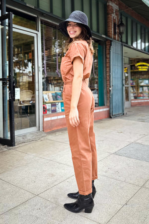 Grover Short Sleeve Field Jumpsuit - Cinnamon - The Canyon
