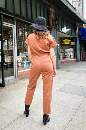 Grover Short Sleeve Field Jumpsuit - Cinnamon - The Canyon