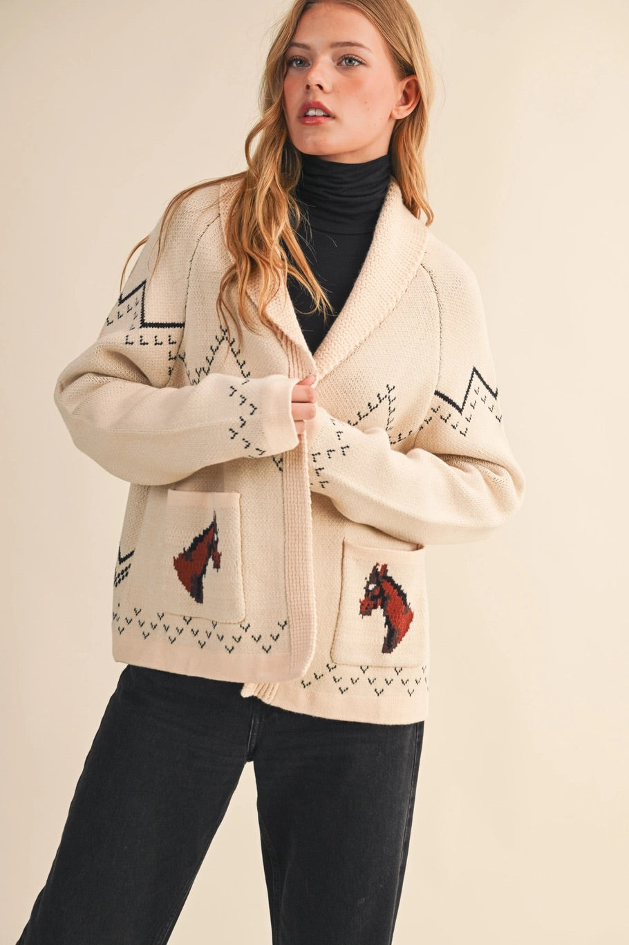 Horse Portrait Cardigan Sweaters En Merci