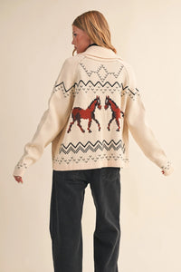 Horse Portrait Cardigan Sweaters En Merci