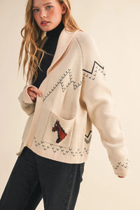 Horse Portrait Cardigan Sweaters En Merci