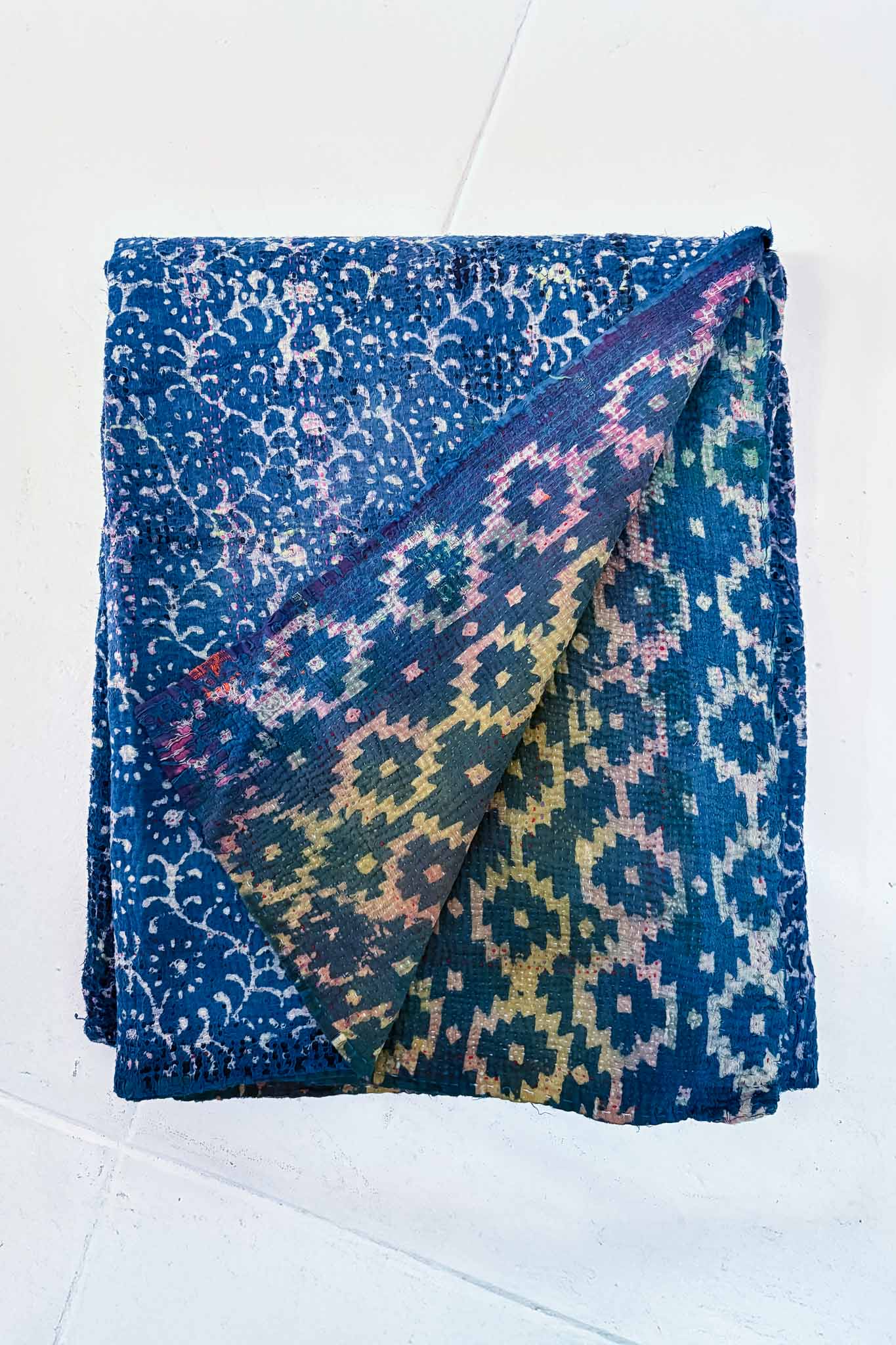 Indigo Kantha Blanket - Reversible Design