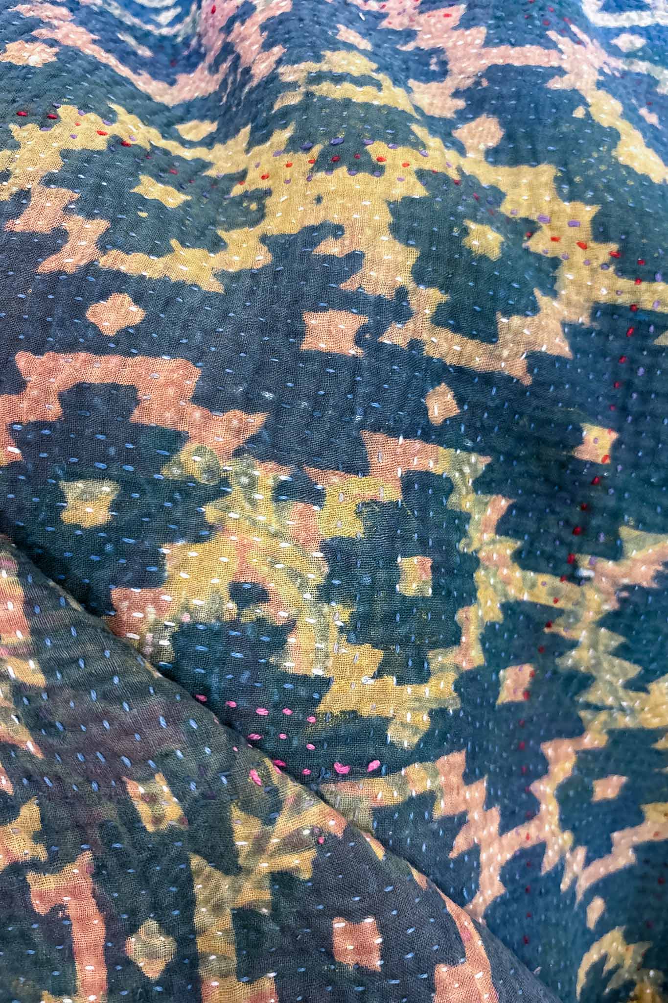 Indigo Kantha Blanket - Reversible Design