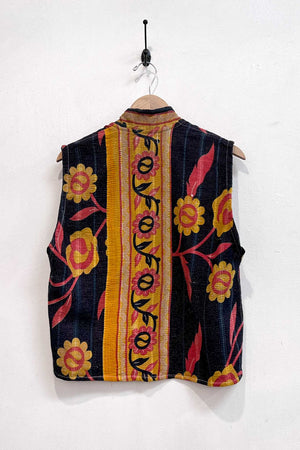Vintage Kantha Vest - Midnight Flowers - The Canyon