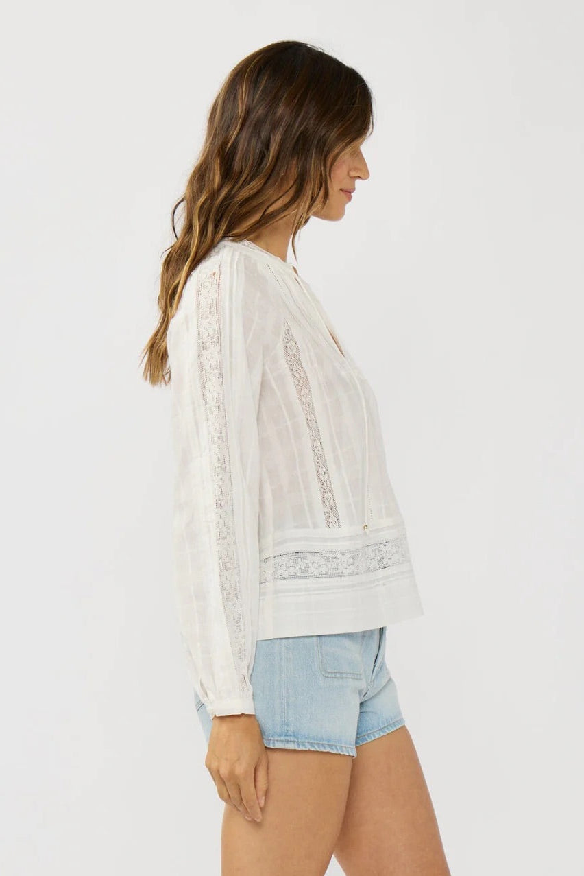 Lace Trim Pintuck Blouse
