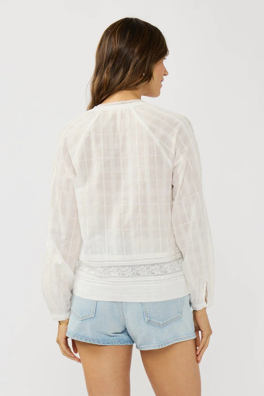 Lace Trim Pintuck Blouse