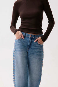 Lexi Mid Rise Bowed Straight - Star Studded Bottoms Pistola