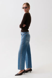 Lexi Mid Rise Bowed Straight - Star Studded Bottoms Pistola