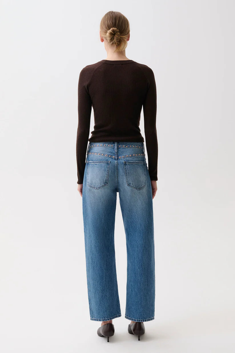 Lexi Mid Rise Bowed Straight - Star Studded Bottoms Pistola