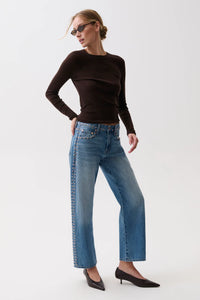 Lexi Mid Rise Bowed Straight - Star Studded Bottoms Pistola
