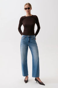 Lexi Mid Rise Bowed Straight - Star Studded Bottoms Pistola