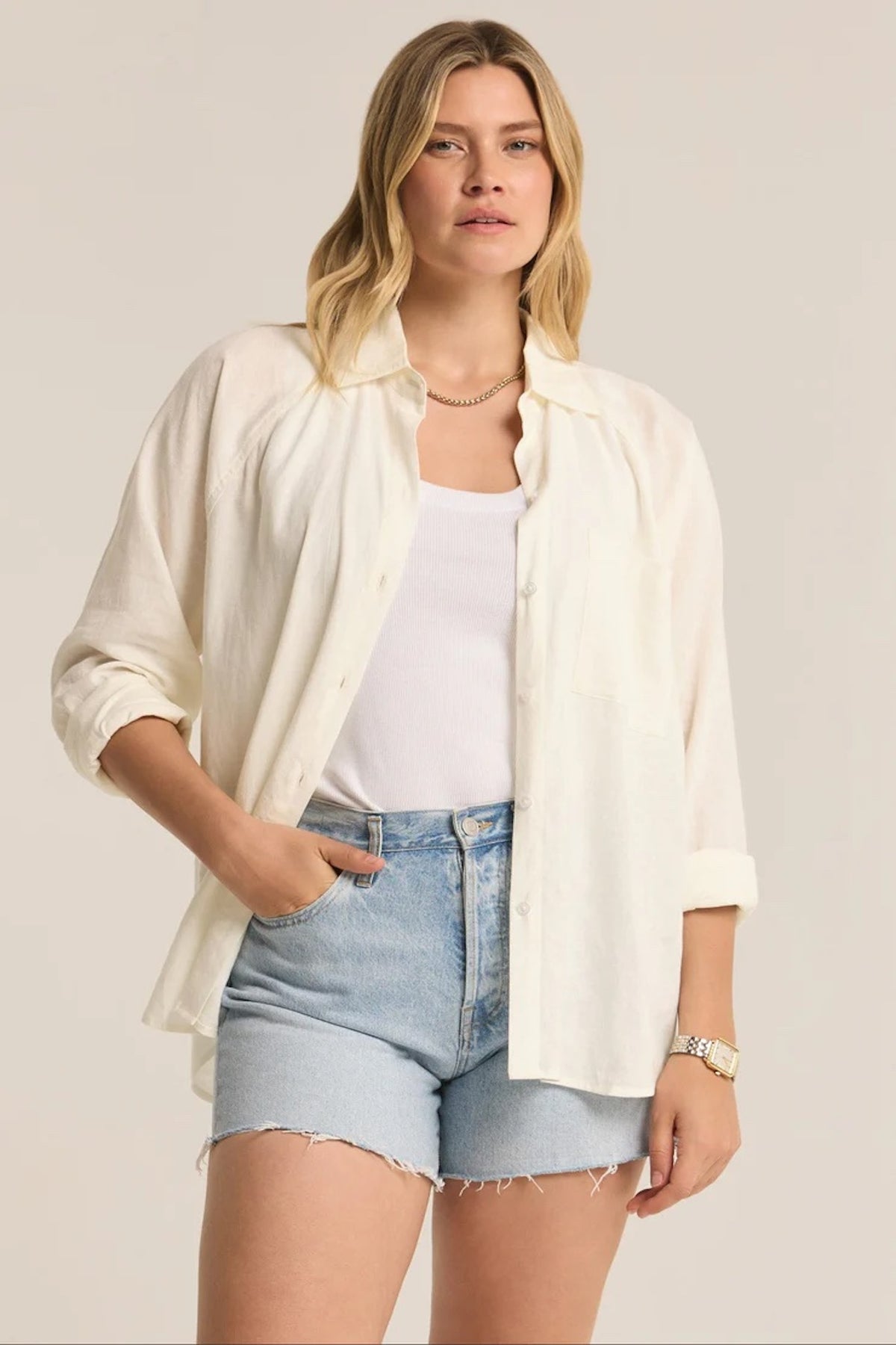 The Perfect Linen Top - White Tops Z Supply