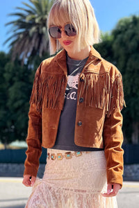 Smoked Paprika Suede Fringe Jacket Outerwear Blank NYC