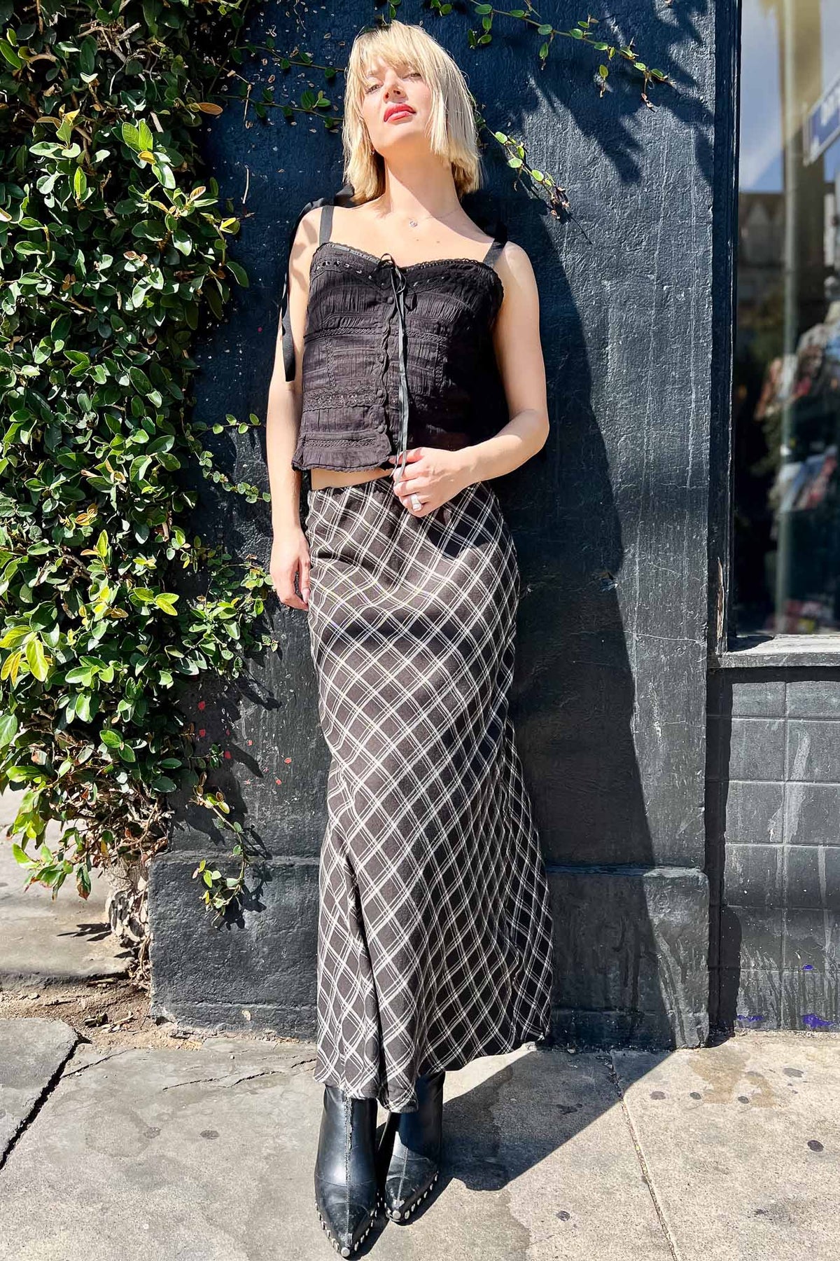 Eyelet Corseted Cami Tops Sky to Moon