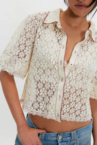 Mannie Lace Button Down Tops Free People