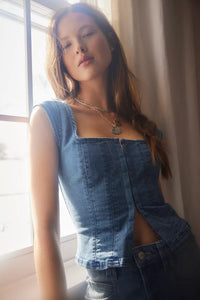 Marilyn Denim Corset Tops Free People