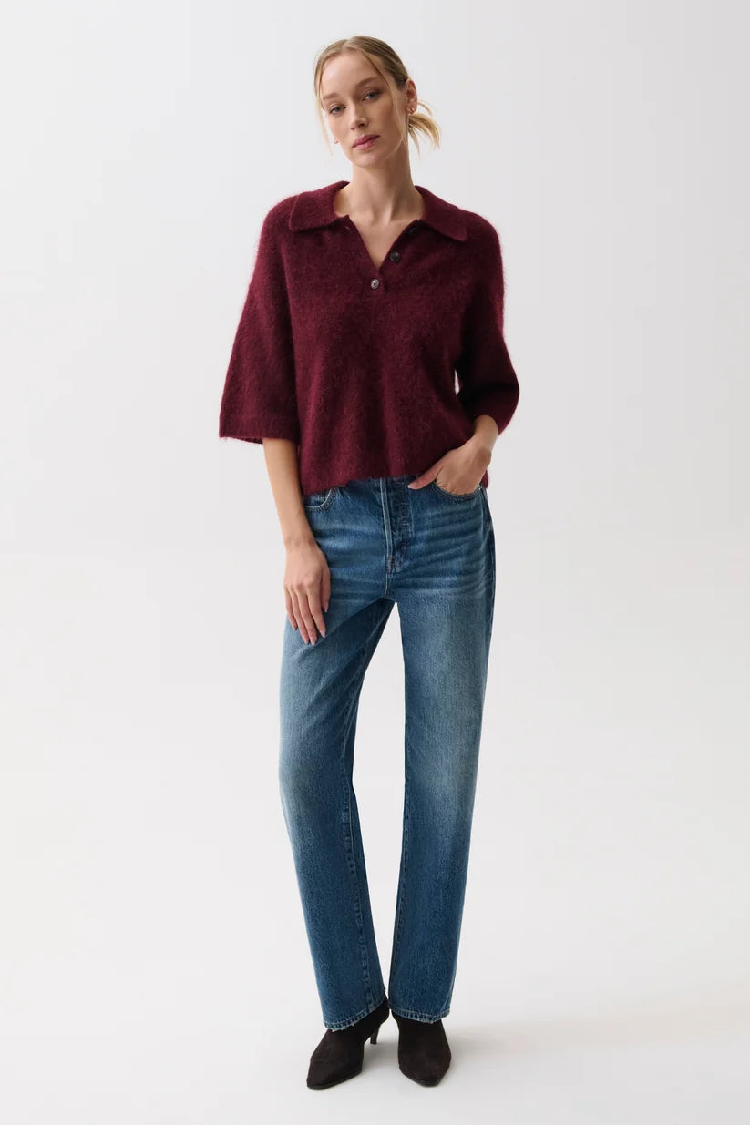 Nadya Alpaca Blend Boxy Polo Sweater