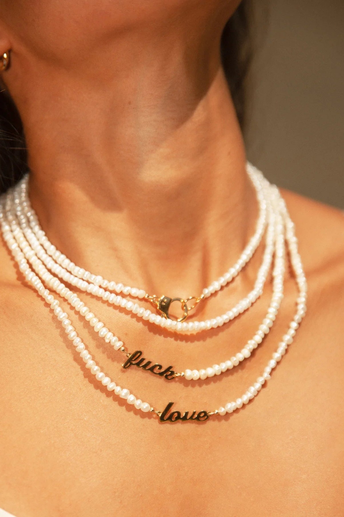 Naughty Beaded Pearl Necklace - 18k Gold Plated Brass Jewelry Jurate