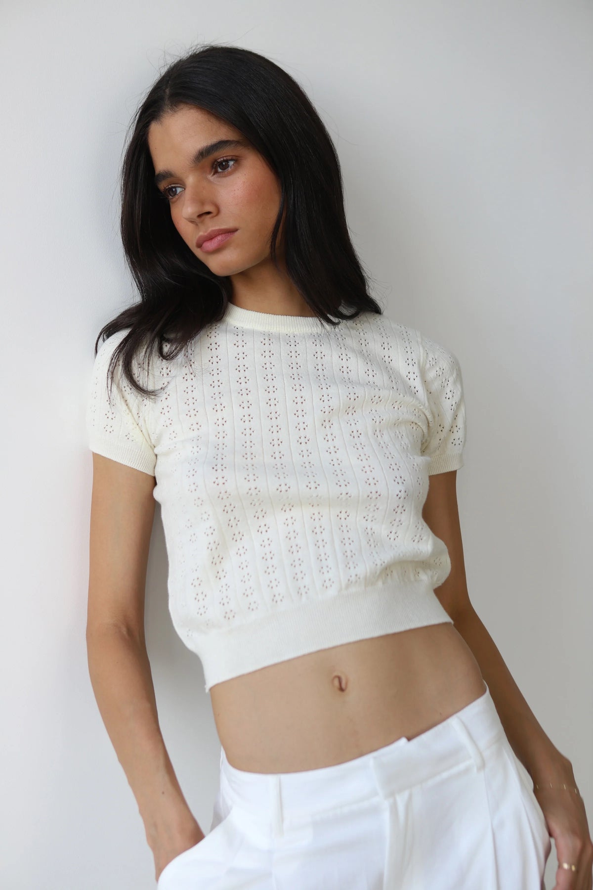 Nerissa Pointelle Tee Tops Callahan