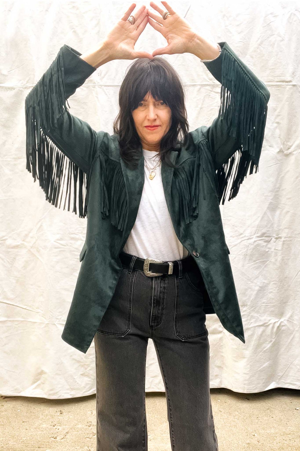 Faux Suede Fringe Blazer Outerwear Blank NYC