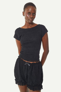 Crepe Mesh Backless Tee Tops Find Me Now