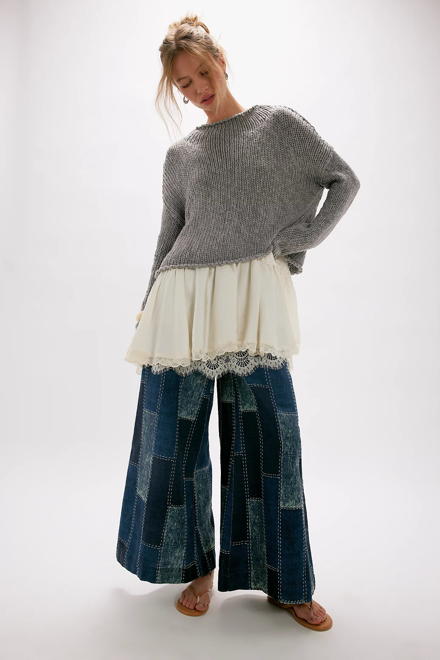 Patches Wide Leg Flare Bottoms Free People