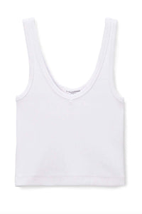 Cropped Cotton Ribbed Layering Tank Tops Perfect White Tee