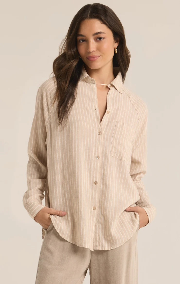 The Perfect Linen Top - Putty Tops Z Supply