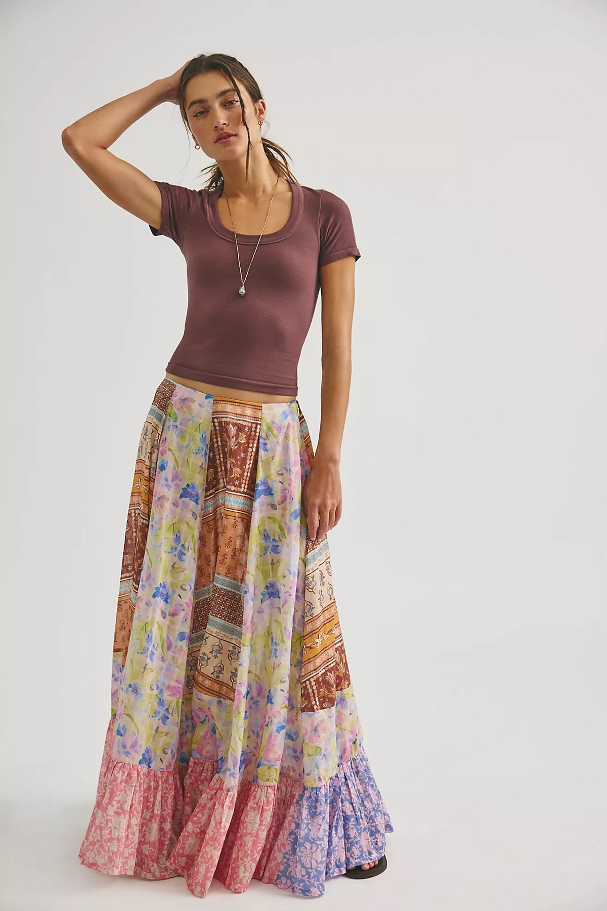 Santa Eulalia Printed Maxi Skirt Bottoms Free People