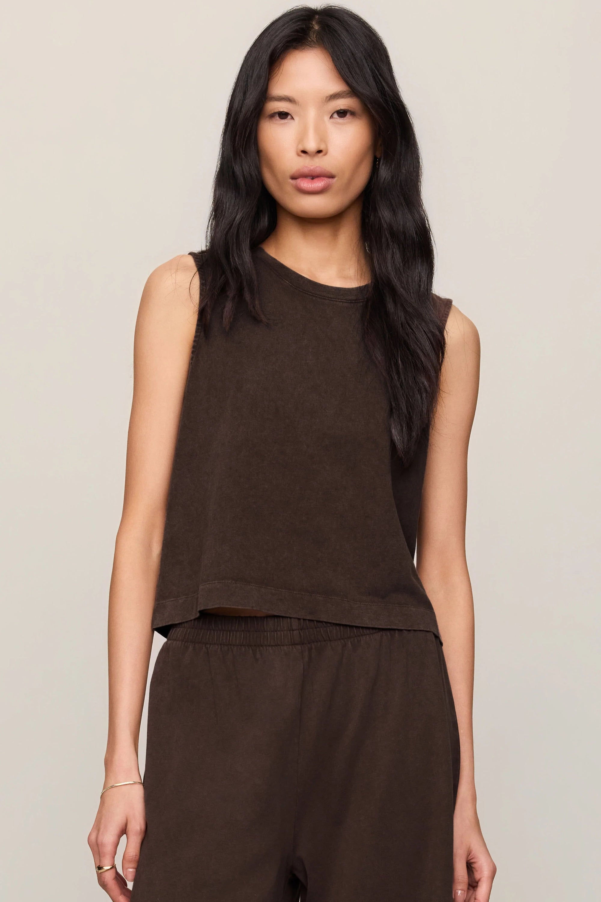 Sloane Jersey Muscle Tank - Dark Chocolate Tops Z Supply