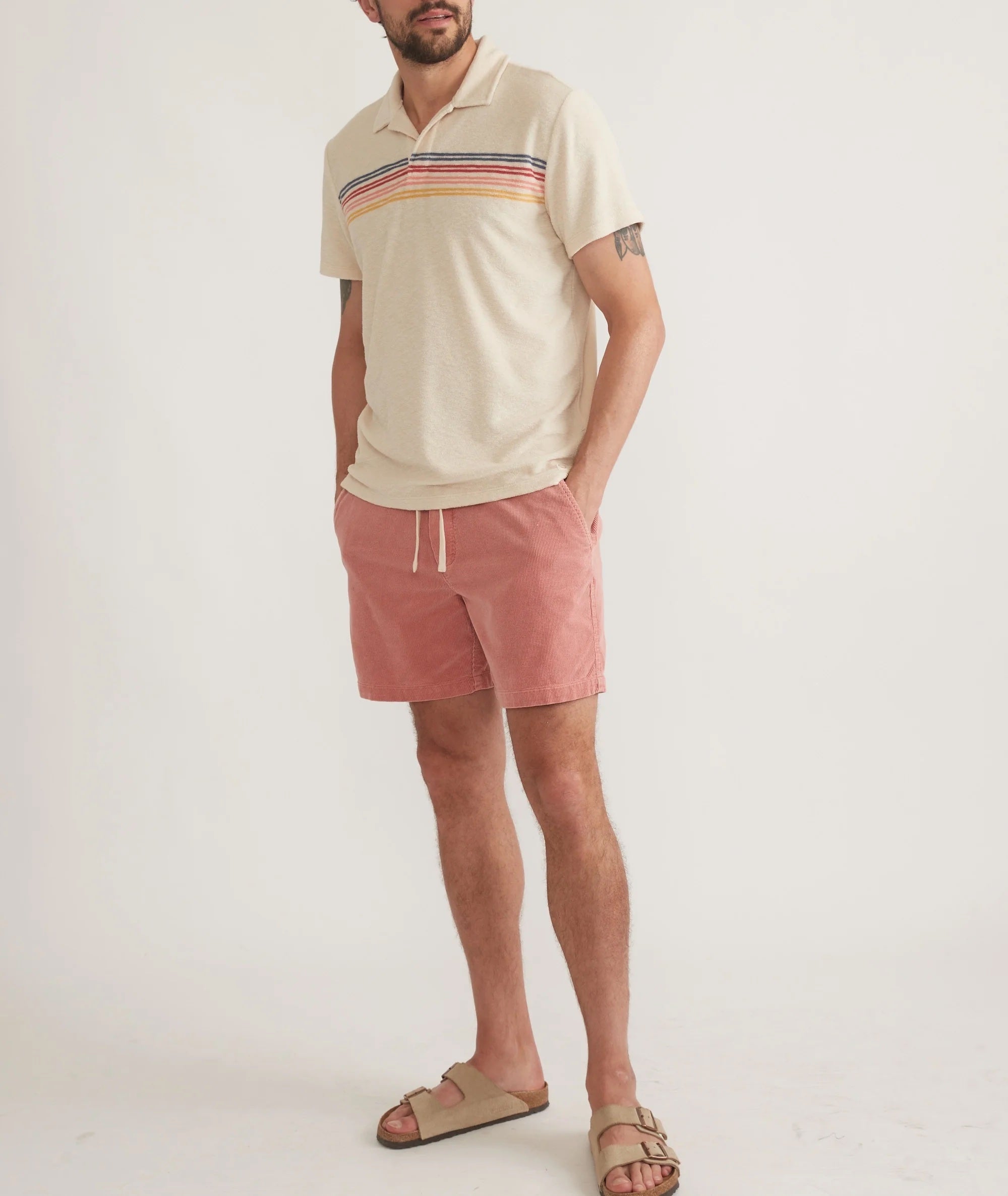 Terry Out Stripe Polo Tops Marine Layer