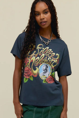Willie Nelson Rose Frame Boyfriend tee - The Canyon