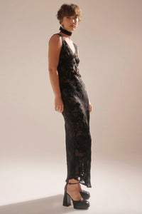 Eliza Dress Burnout - Black  ROLLAS