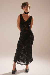 Eliza Dress Burnout - Black  ROLLAS