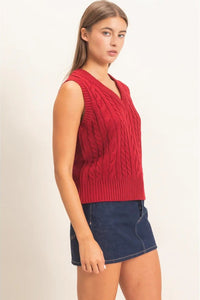 Viv Cable Knit Sweater Vest Sweaters Double Zero