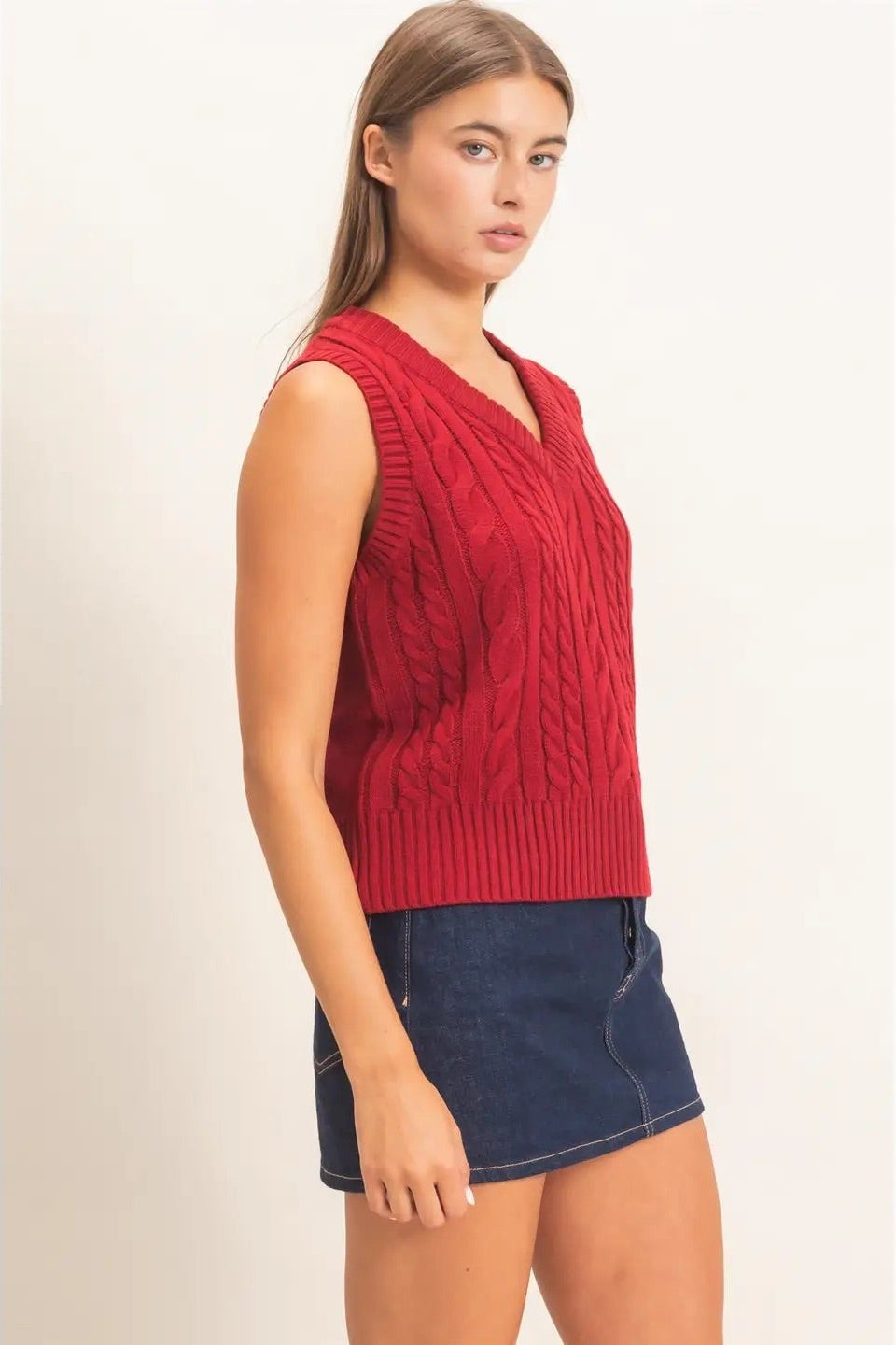Viv Cable Knit Sweater Vest Sweaters Double Zero