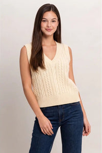 Viv Cable Knit Sweater Vest Sweaters Double Zero