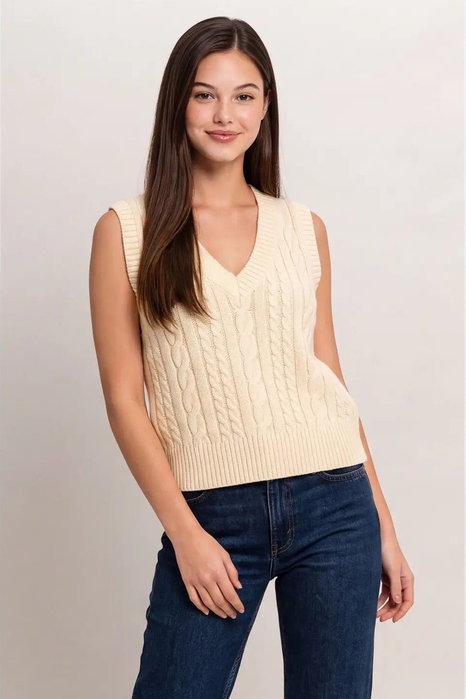 Viv Cable Knit Sweater Vest Sweaters Double Zero