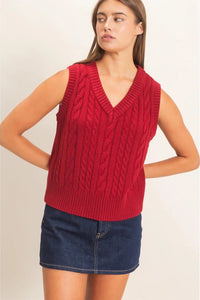Viv Cable Knit Sweater Vest Sweaters Double Zero