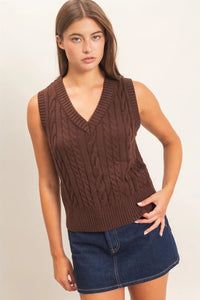 Viv Cable Knit Sweater Vest Sweaters Double Zero