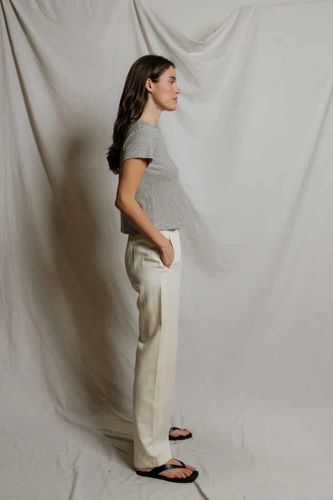 Vivian Stripe Hemp Milk Cotton Tee