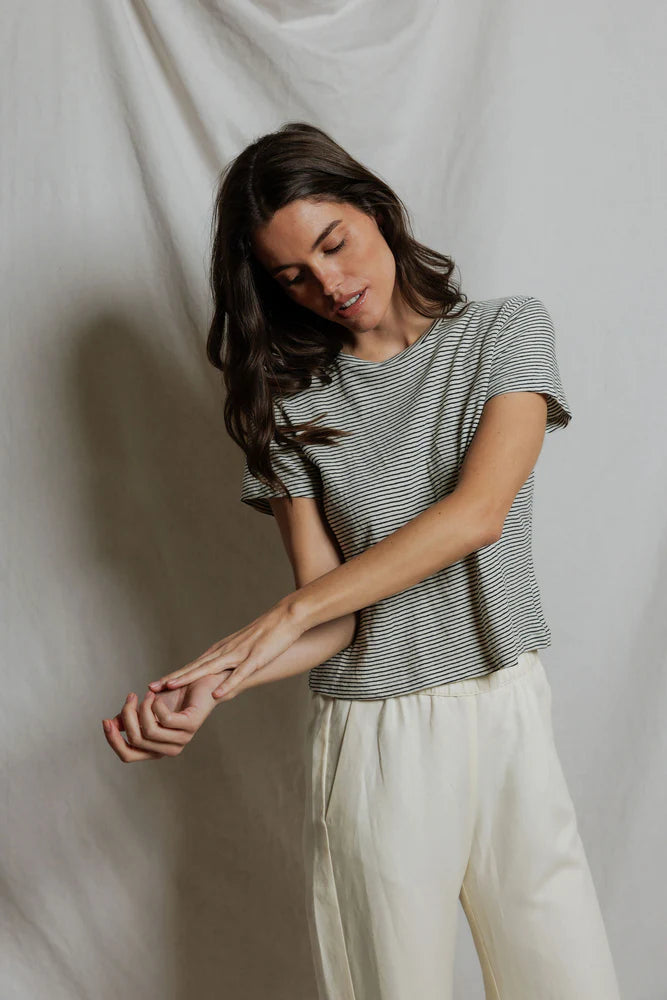 Vivian Stripe Hemp Milk Cotton Tee